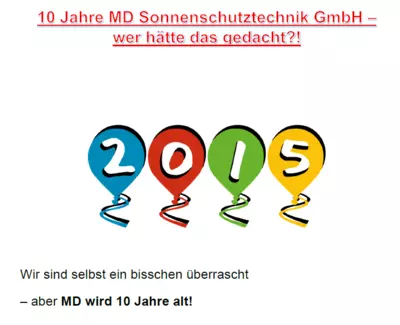 10 Jahre MD Sonnenschutz 10 Jahre MD Sonnenschutz